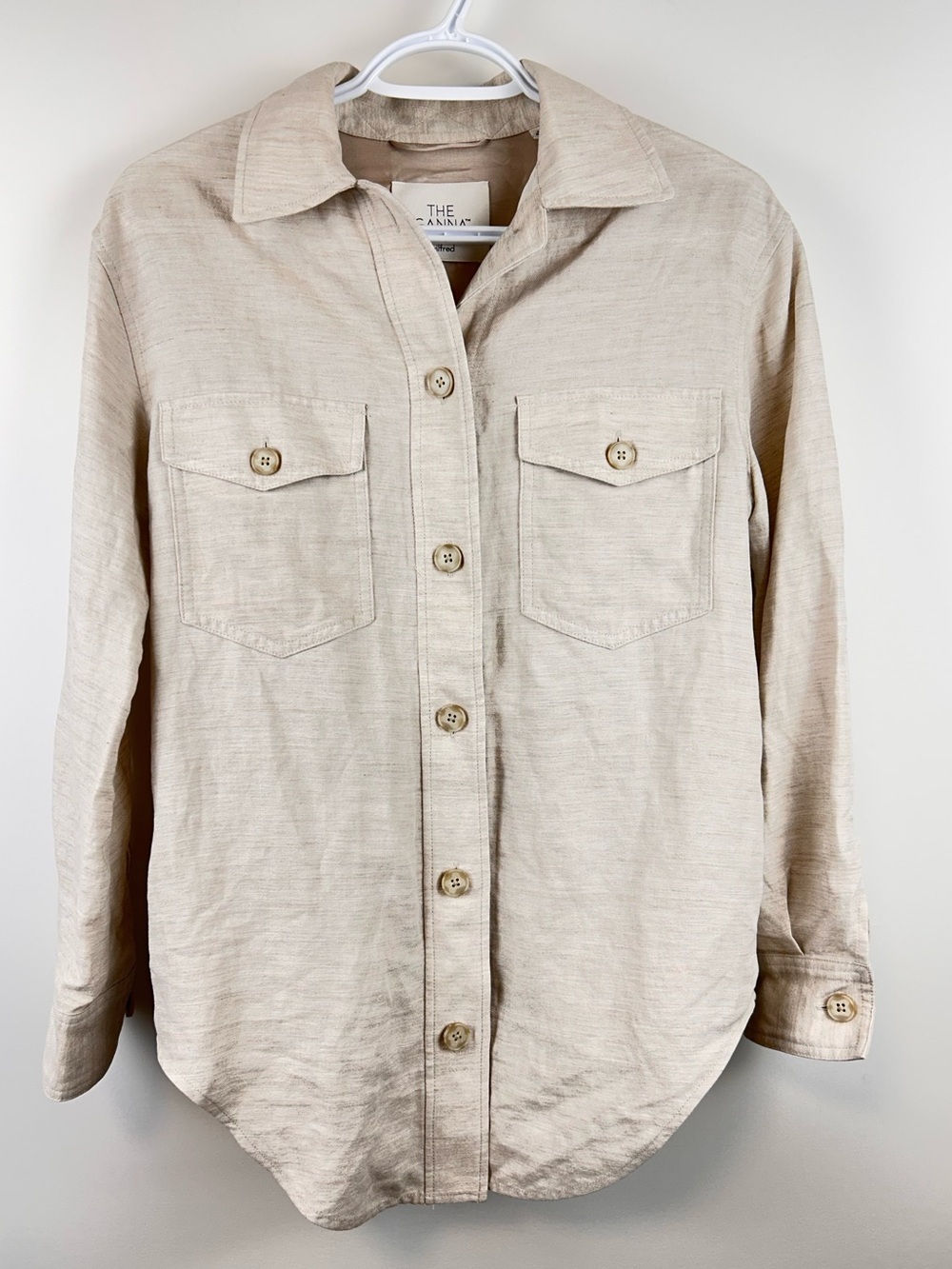 Aritzia Wilfred The Ganna Shirt Jacket 2XS Beige Linen Blend Lightweight Shacket